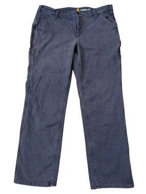 Carhartt Fleece Lined Work Pants Gray Original Fit Canvas Utility 16R